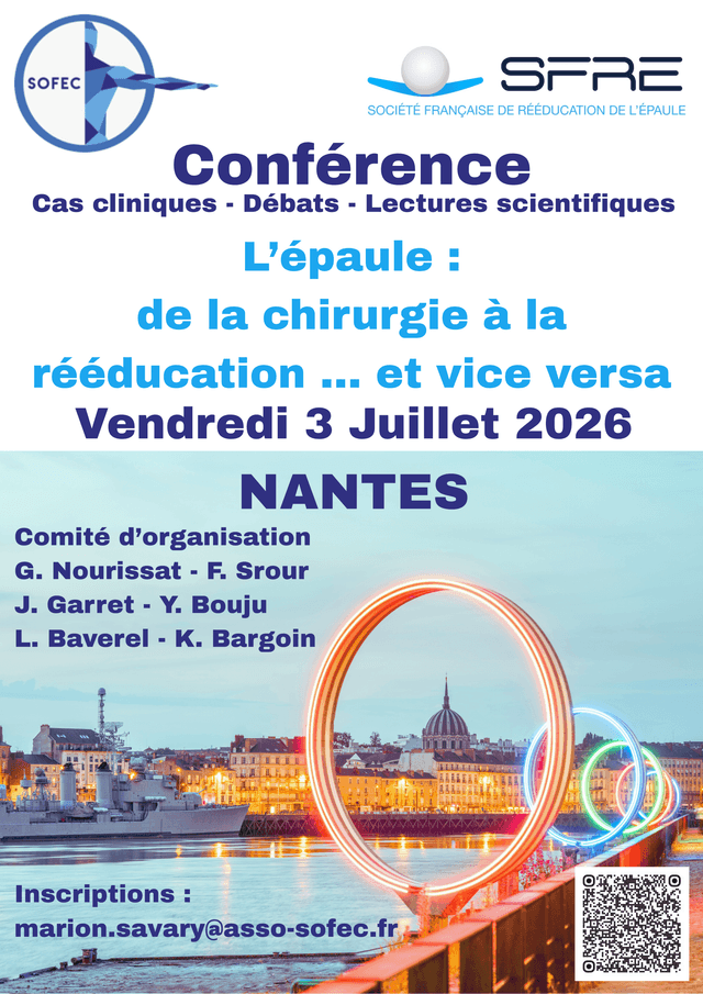 SOFEC : 2ème journée CHIRURGIE et RÉÉDUCATION DE L'ÉPAULE