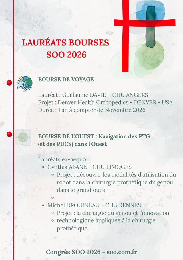 BOURSES SOO 2026, LES LAURÉATS SONT .....