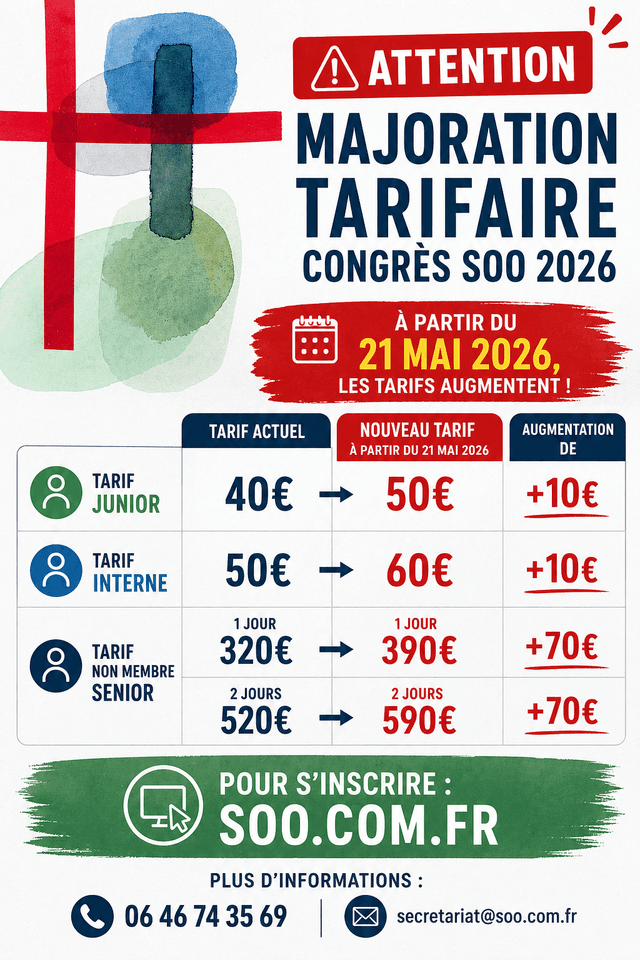 CONGRÈS 2026 : ALERTE MAJORATION TARIFAIRE