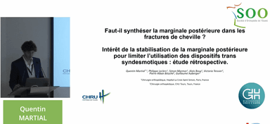 Stabilisation de la marginale postérieure et l’usage de dispositif trans syndesmotique